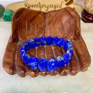 Blue Lapis Lazuli Stone of Truth Faceted Tile Bracelet 17825
